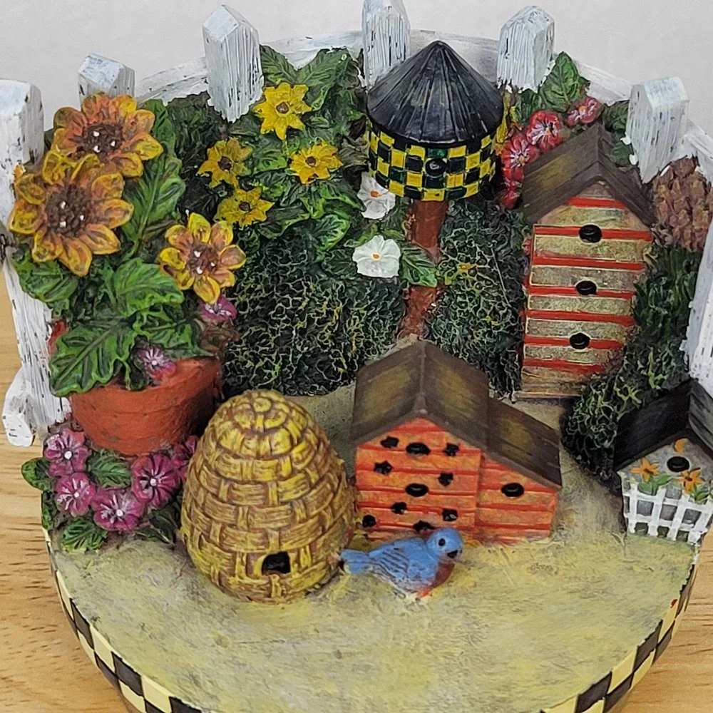 Vtg Lang‎ Candle Topper Birdhouse Sampler Ellen Stouffer Garden 2001 Cottagecore